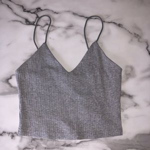 Gray knit cropped tank top
